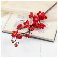 Цветы искусственные "Ветка сакуры" 3х60 см, красный