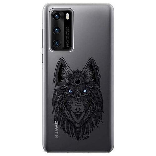 Ультратонкий силиконовый чехол-накладка для Huawei P40 с 3D принтом Grand Wolf ультратонкий силиконовый чехол накладка для huawei p40 с 3d принтом grand bull