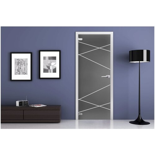 Межкомнатная стеклянная дверь MG10 графит 2000x600 с фурнитурой classic и R-коробкой серебро