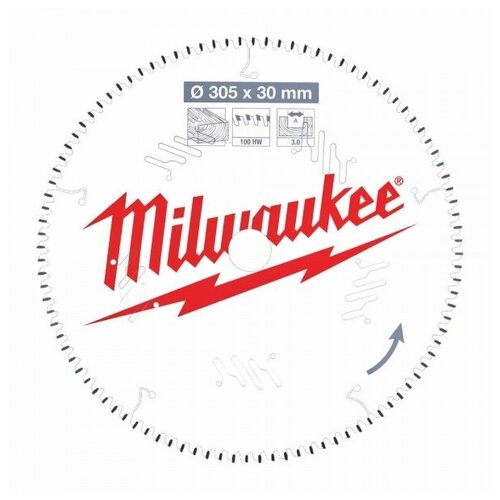 фото Диск пильный milwaukee 305x30x3,0x100 по дереву