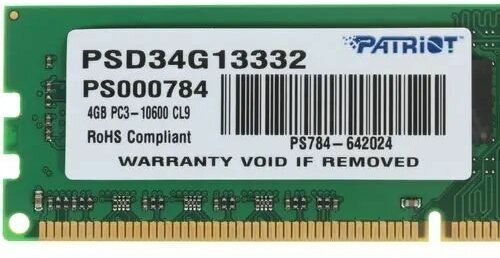Оперативная память Patriot Memory SL 4 ГБ DDR3 1333 МГц DIMM CL9 PSD34G13332 - фотография № 5