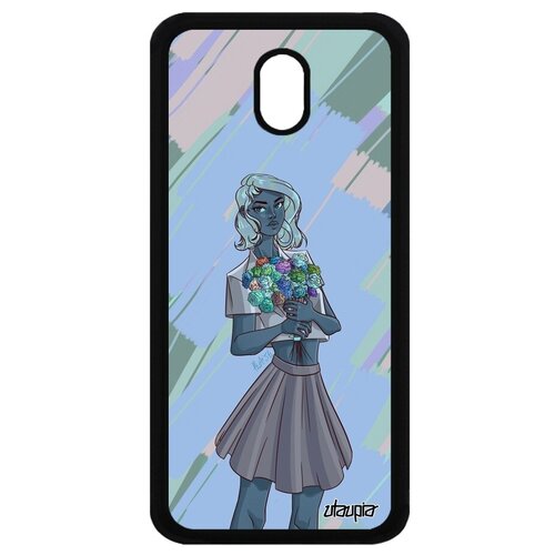 фото Яркий чехол на смартфон // galaxy j3 2017 // "девушка и цветы" букет портрет, utaupia, серый