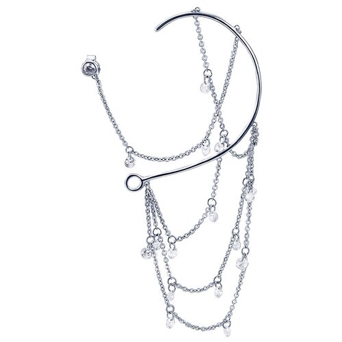 MIE Серебряный крупный кафф с цепями и фианитами 