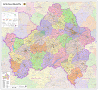 Настенная карта Брянской области 115 х 105 см (на баннере)
