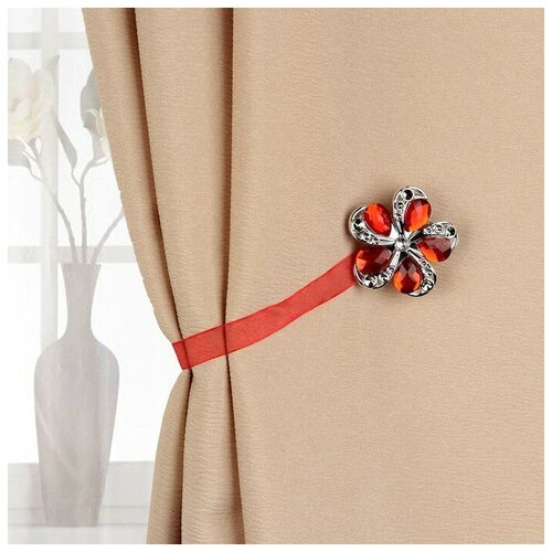 фото Подхват для штор «цветок ромашка», d = 5,5 см, цвет красный qwen