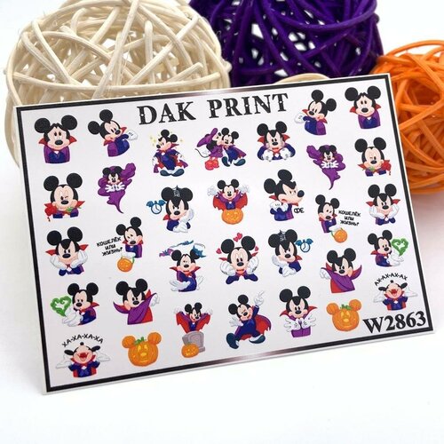 Слайдеры для маникюра (водные наклейки) для дизайна ногтей Микки Маус Хэллоуин