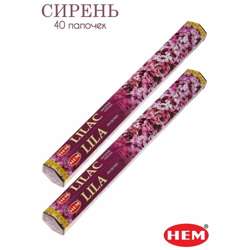 Купить Палочки ароматические благовония HEM ХЕМ Сирень Lilac, 2 упаковки, 40 шт, дерево