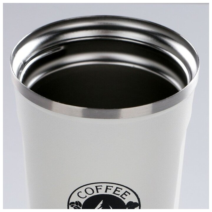 Термокружка для кофе, чая, напитков Мастер К "Coffee", термостакан, сохраняет тепло 8 ч, цвет белый, объем 500 мл - фотография № 5