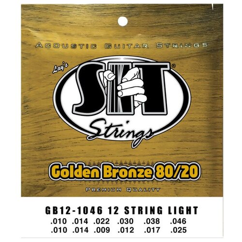 Струны для 12-ти струнной акустической гитары SIT Strings GB121046 Golden Bronze Light 80/20 10-46