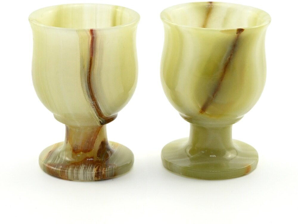 фото Подарочные рюмки из оникса 2 шт черри (50*50*70мм) уп. бархат РадугаКамня