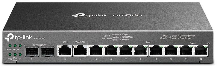 Маршрутизатор TP-LINK ER7212PC Omada Gigabit VPN Router with PoE+ 2xGigabit SFP WAN/LAN, Gigabit RJ45 WAN, Gigabit RJ45 WAN/LAN, 8xGigabit RJ45 LAN, 8