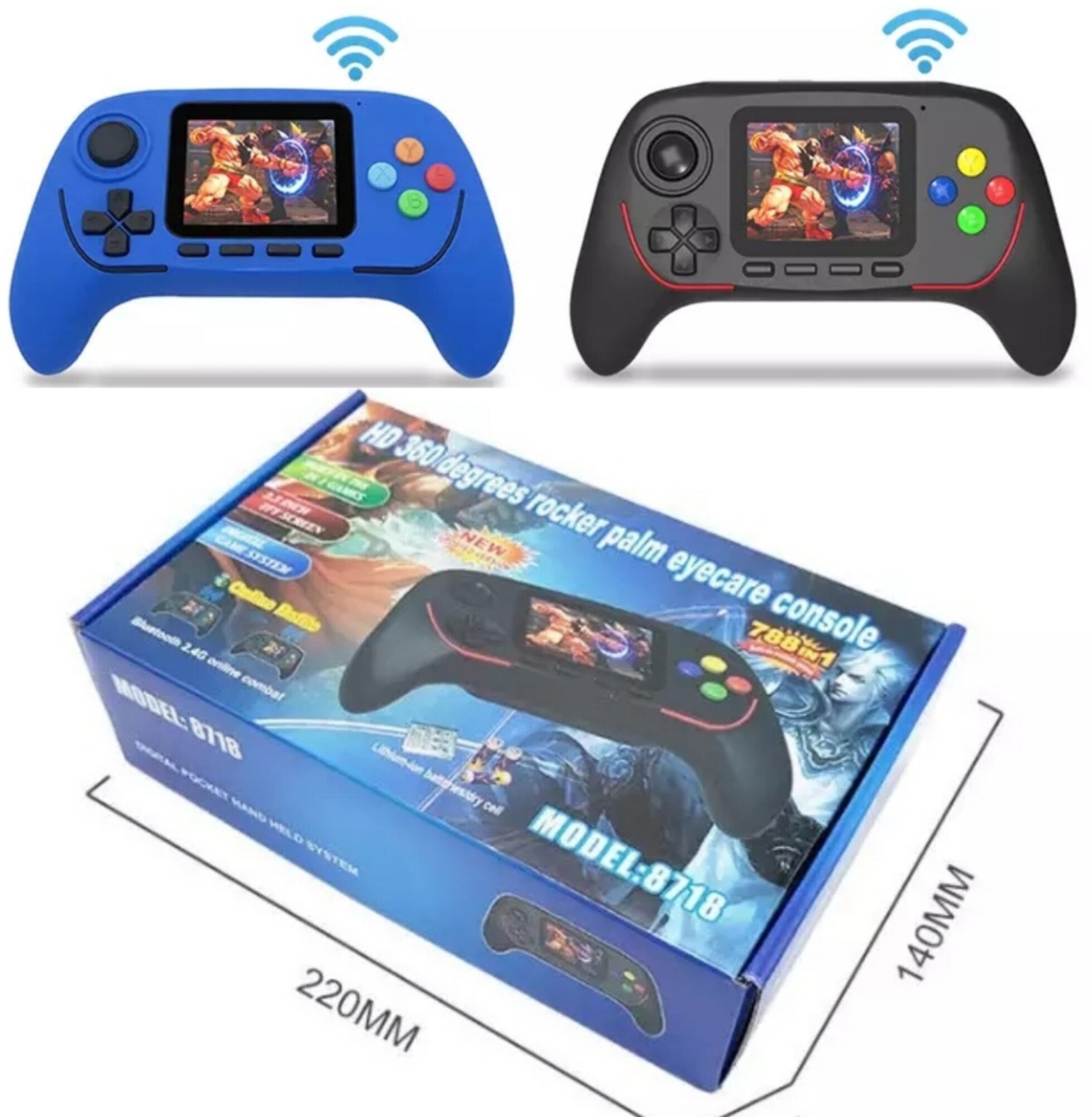 Игровая консоль, портативная игровая приставка - геймпад HD 360 Rocker Palm Eyecare :8718, 788in1 / 788игр, 16-bit
