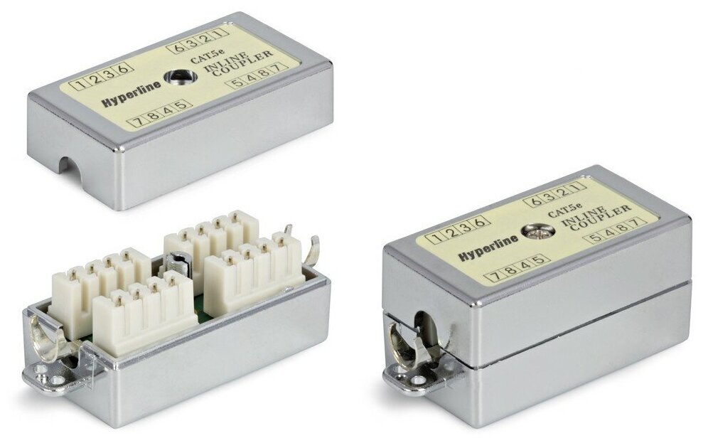 Hyperline Монтажное оборудование CA-IDC-C5e-SH-F-WH Проходной адаптер coupler  Dual IDC категория 5e 4 пары экранированный