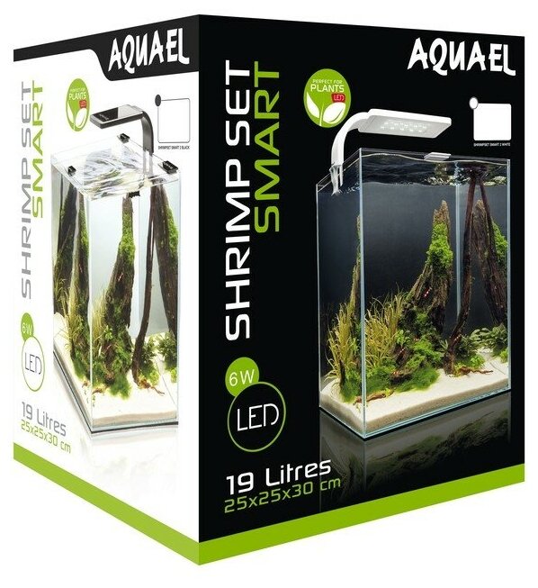 AQUAEL Aквариум 19 л SHRIMP SET SMART LED PLANT ll 20, черный - фотография № 1