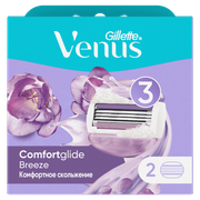 Venus Сменные кассеты для бритвы Venus Breeze со встроенными полосками с гелем для бритья, 2 шт., с 2 сменными лезвиями в комплекте