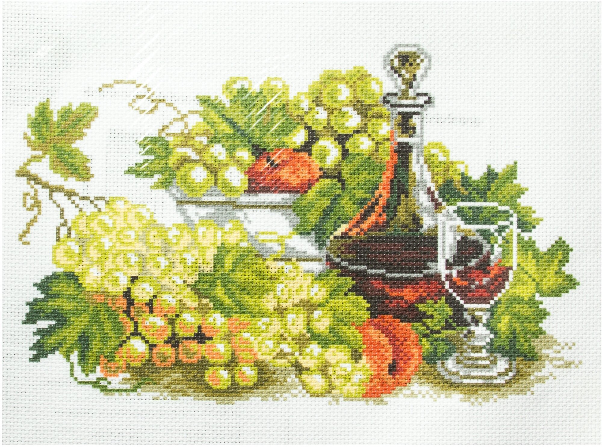 Канва с рисунком для вышивки крестом матренин посад Натюрморт с виноградом, 18*27см, 1шт