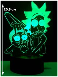 Настольный 3D светильник ночник Рик и Морти Rick and Morty usb 7 цветов 20,5 см