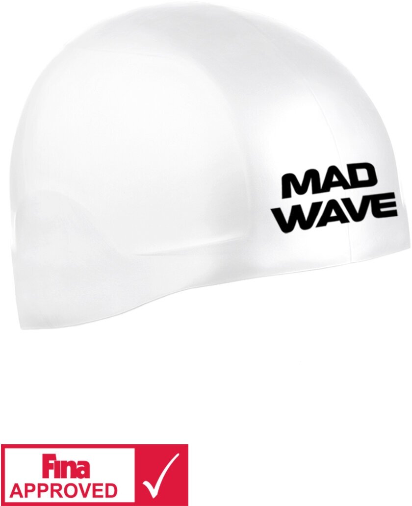 Шапочка для плавания MAD WAVE R-CAP FINA Approved, white, размер S