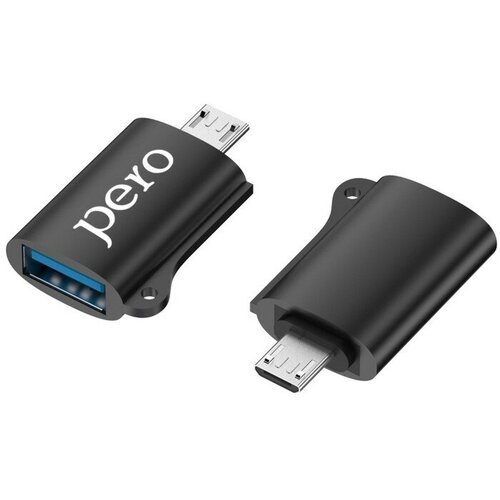 Адаптер OTG AD02, microUSB - USB, металл, черный