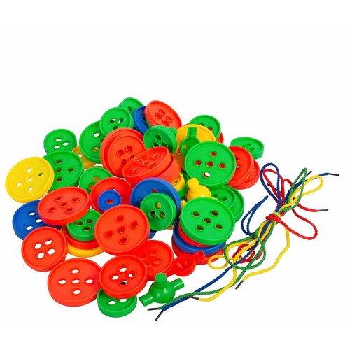 фото Развивающая игра шнуровка "пуговицы" разноцветные 94 элемента (258-14) tong de