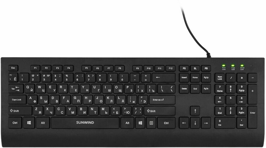 Клавиатура SunWind SW-KB300, USB, c подставкой для запястий, черный [1611549]