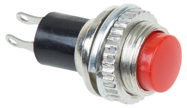 Выключатель-кнопка Rexant Mini OFF-(ON) Ø 10.2, металл, красная (220В 2А (2с)) (RWD-213) {36-3331}