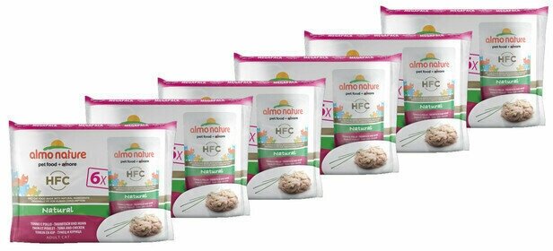 Almo Nature Набор 6 шт. по 55г паучи для Кошек с Тунцом и Курицей (Multipack Classic Tuna and Chicken) 0,33 кг х 6 шт.