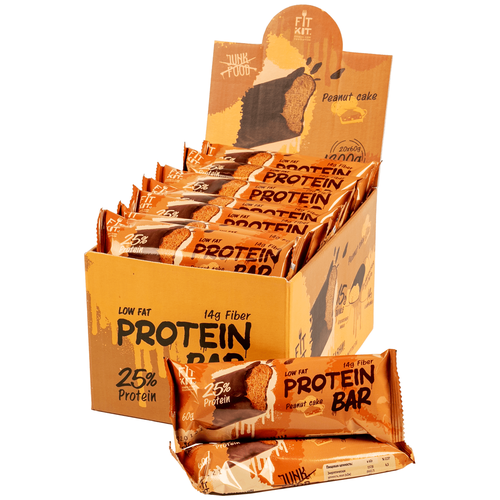 Протеиновый батончик FITKIT Protein Bar, 1200 г, арахисовый торт протеиновый батончик fitkit protein bar 1200 г кокосовое суфле