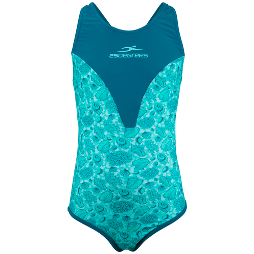 фото Купальник слитный 25degrees для плавания, устойчивость к хлору, уф-защита, размер 38, голубой, зеленый