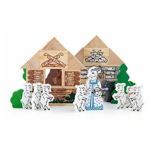 Томик Конструктор Волк и 7 козлят (дерево) 4534-5 с 3 лет деревянные игрушки краснокамская игрушка набор персонажи сказки волк и семеро козлят картонная коробка