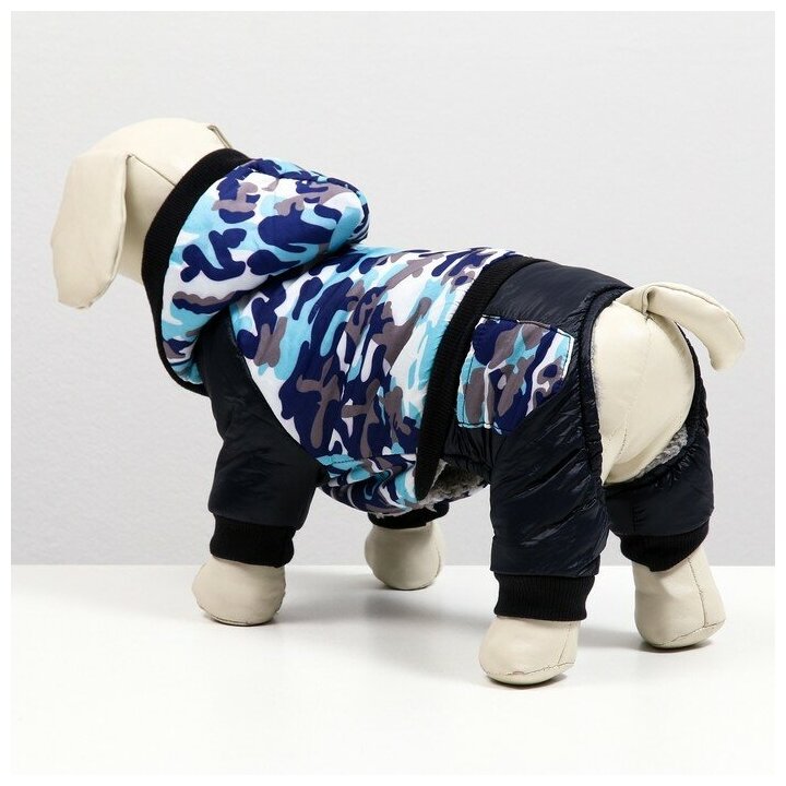 FlashMe Комбинезон для собак "Камуфляж"на меховом подкладе, размер S (ДС 25, ОШ 25, ОГ 35 см) - фотография № 3