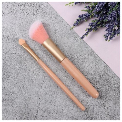 фото Набор кистей для макияжа, 2 предмета, цвет розовый mikimarket