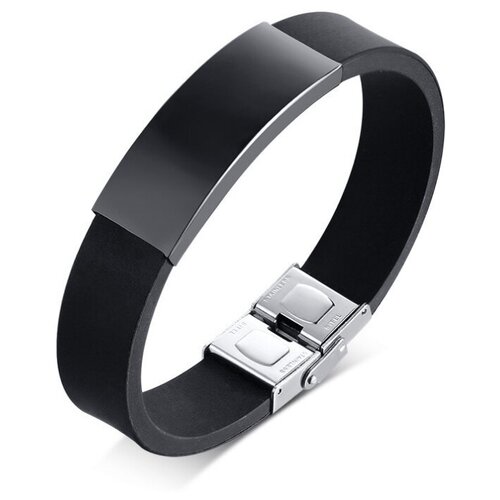 фото Широкий черный браслет под гравировку kb056 mr. morgan