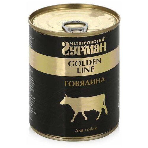 Четвероногий Гурман влажный корм для взрослых собак всех пород, говядина натуральная в желе 340 гр (6 шт)
