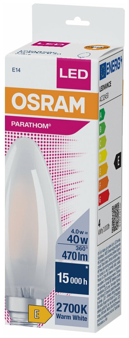 PARATHOM CL B GL FR 40 non-dim 4W/827 E14 - LED лампа OSRAM