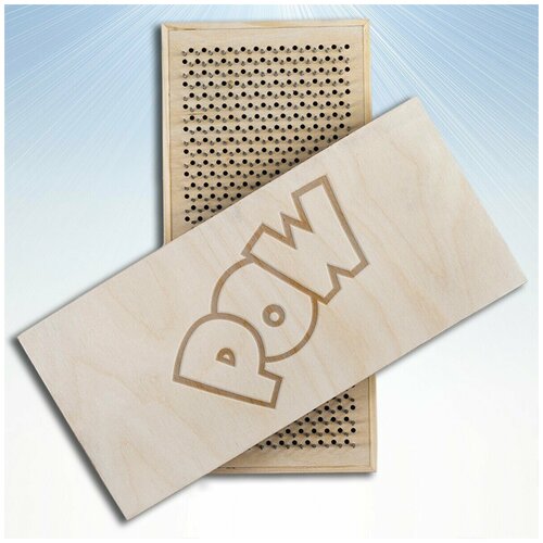 фото Доска садху для йоги с динамическими гвоздями комикс надписи пау pow - 1618 woodart