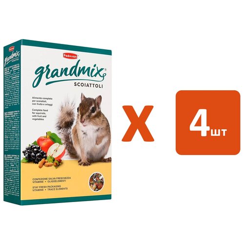 PADOVAN GRANDMIX SCOIATTOLI корм для белок и бурундуков (750 гр х 4 шт) padovan wellness mix for parrots корм для крупных попугаев 750 гр х 4 шт