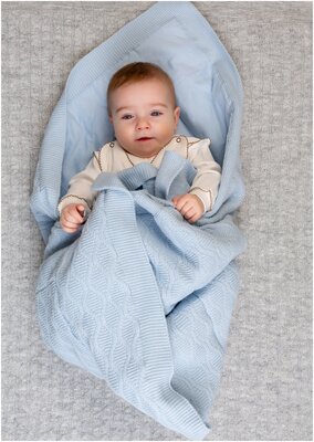 К023-15 Одеяло - плед для новорожденного цвет голубой ромб