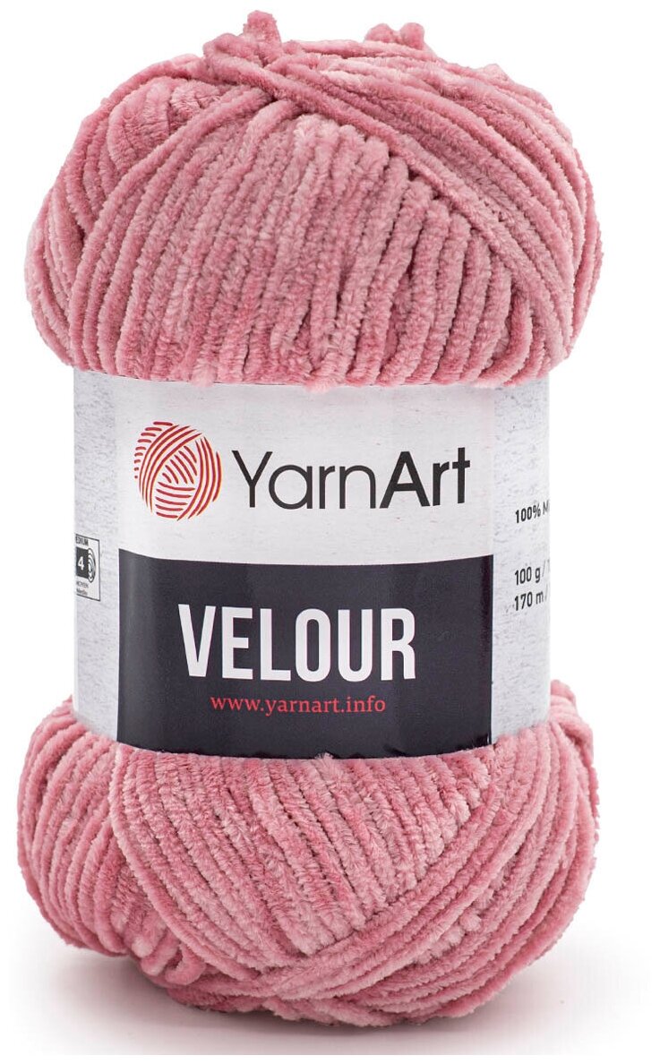 Пряжа для вязания YarnArt 'Velour' 100г 170м (100% микрополиэстер) (862 пыльно-розовый), 5 мотков