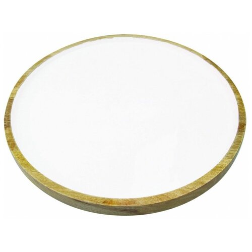Поднос Mango Wood &White Enamel 37,5*37,5*2,5см