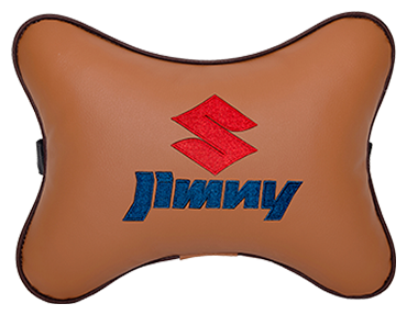 Автомобильная подушка на подголовник экокожа Fox с логотипом автомобиля SUZUKI Jimny