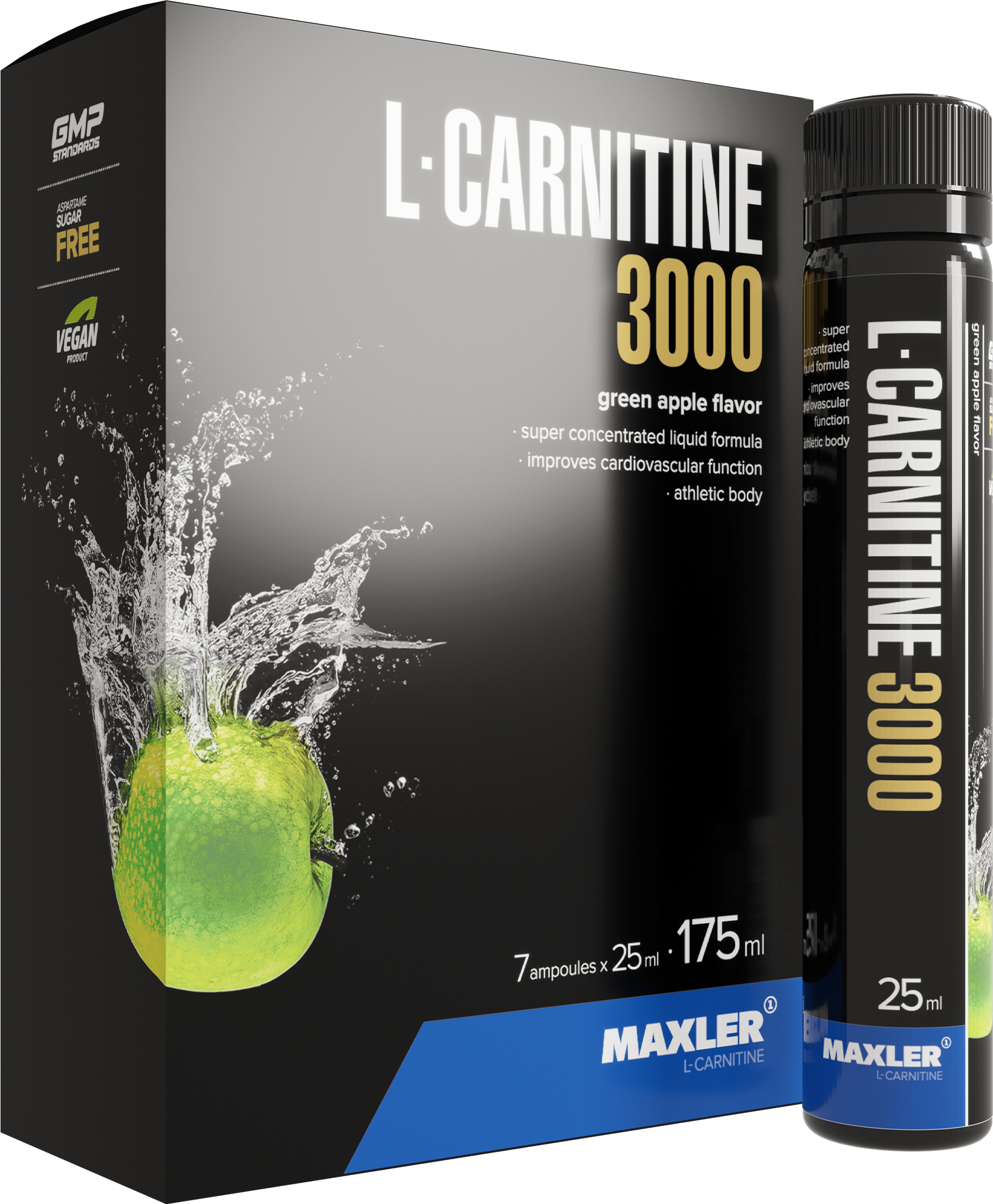 Maxler L-Carnitine 3000 (7 амп x 25 мл) (Зеленое яблоко)