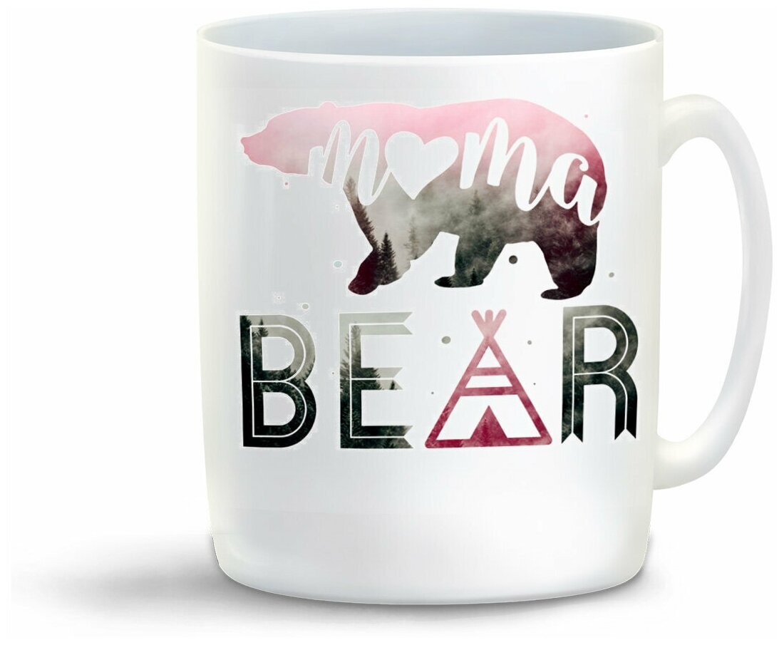 Кружка белая CoolPodarok "Семья. Мама BEAR. Мама медведь"