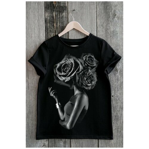 фото Черная футболка с девушкой милана (9970, черный, размер: 44)