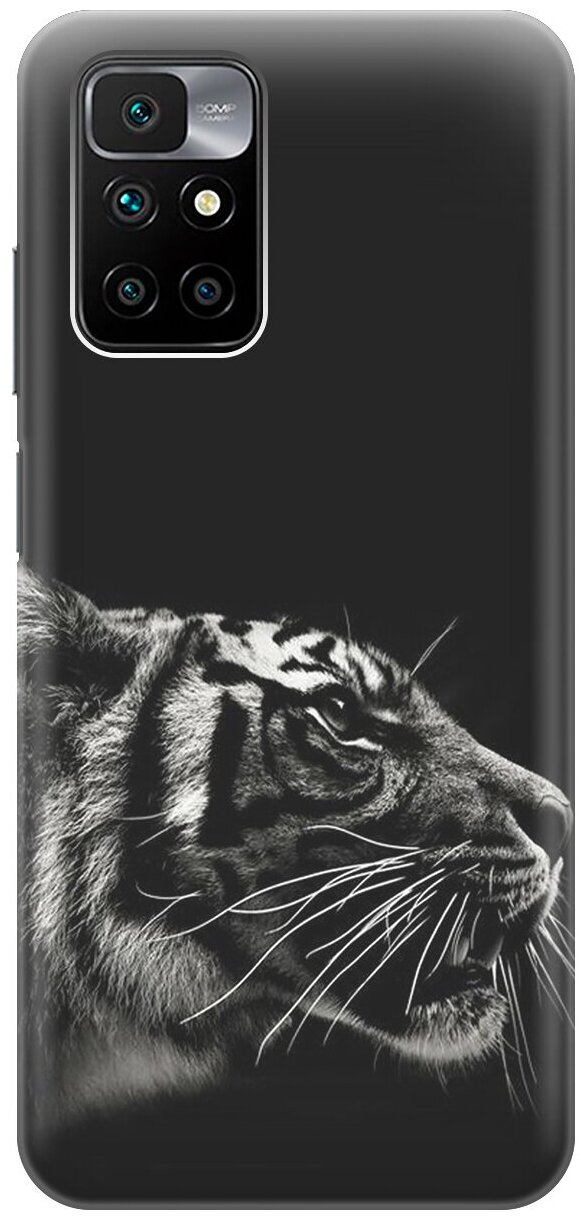Силиконовый чехол Профиль тигра в темноте на Xiaomi Redmi 10 / Сяоми Редми 10