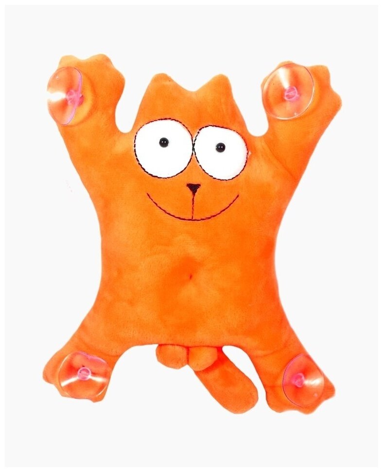 Мягкая игрушка на присосках для автомобиля "Кот Саймон" 25 см оранжевый