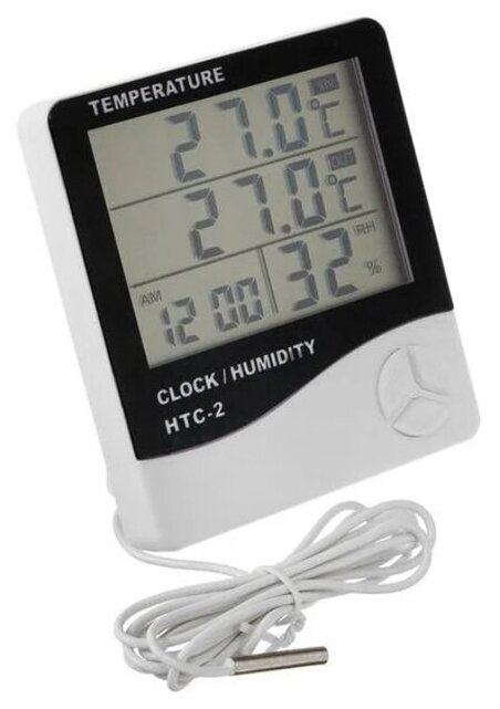 Термометр LuazON LTR-16, электронный, 2 датчика температуры, датчик влажности, белый 5082558
