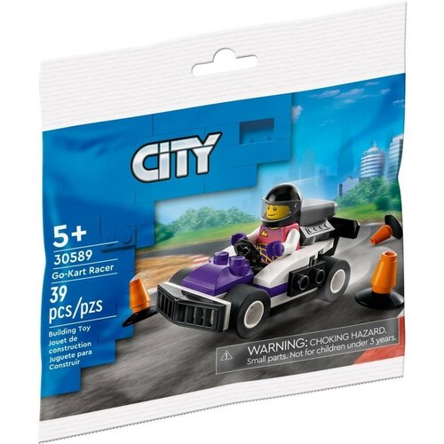 Конструктор LEGO City Polybag Go-Kart Racer Гонщик на картинге 39 деталей 30589 конструктор lego city 30589 гонщик на картинге