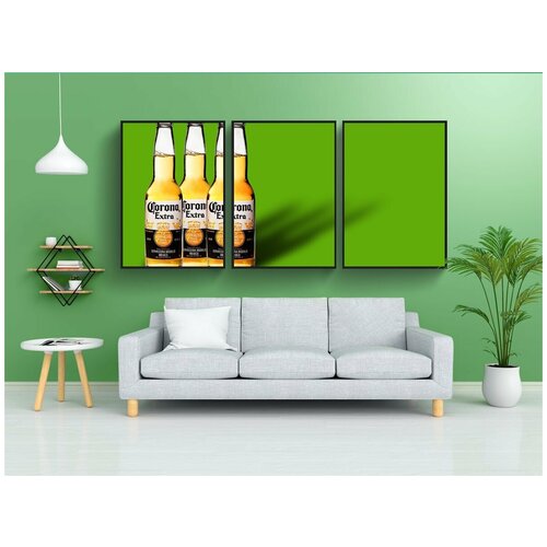 фото Набор модулных постеров для интерьера "корона, мексиканское пиво, пиво" 60x90 см. в тубусе, без рамки lotsprints