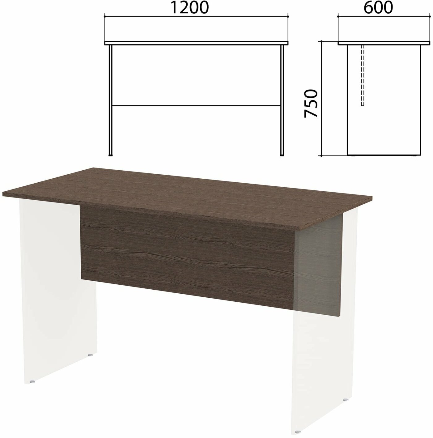 Столешница, царга стола письменного "Канц" 1200х600х750 мм, цвет венге, СК22.16.1
